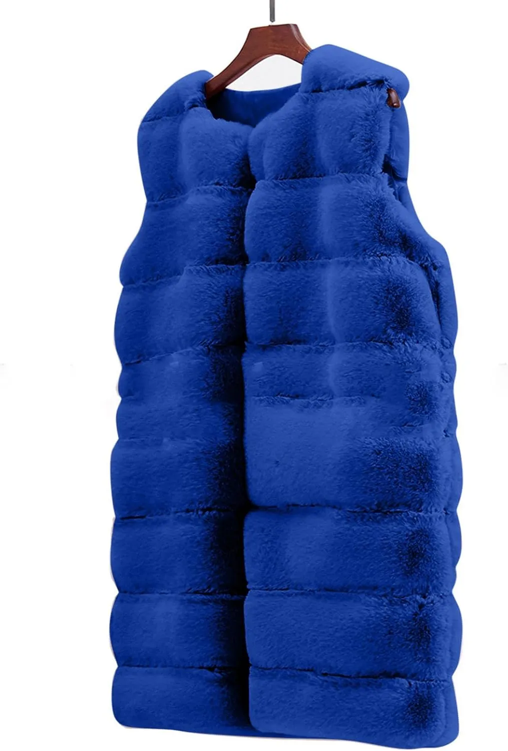 Women's Sleeveless Faux Fox Fur Vest Long Coat Ladies Mid-length Warmer Outwear Jacket Fashion Solid Color Tops