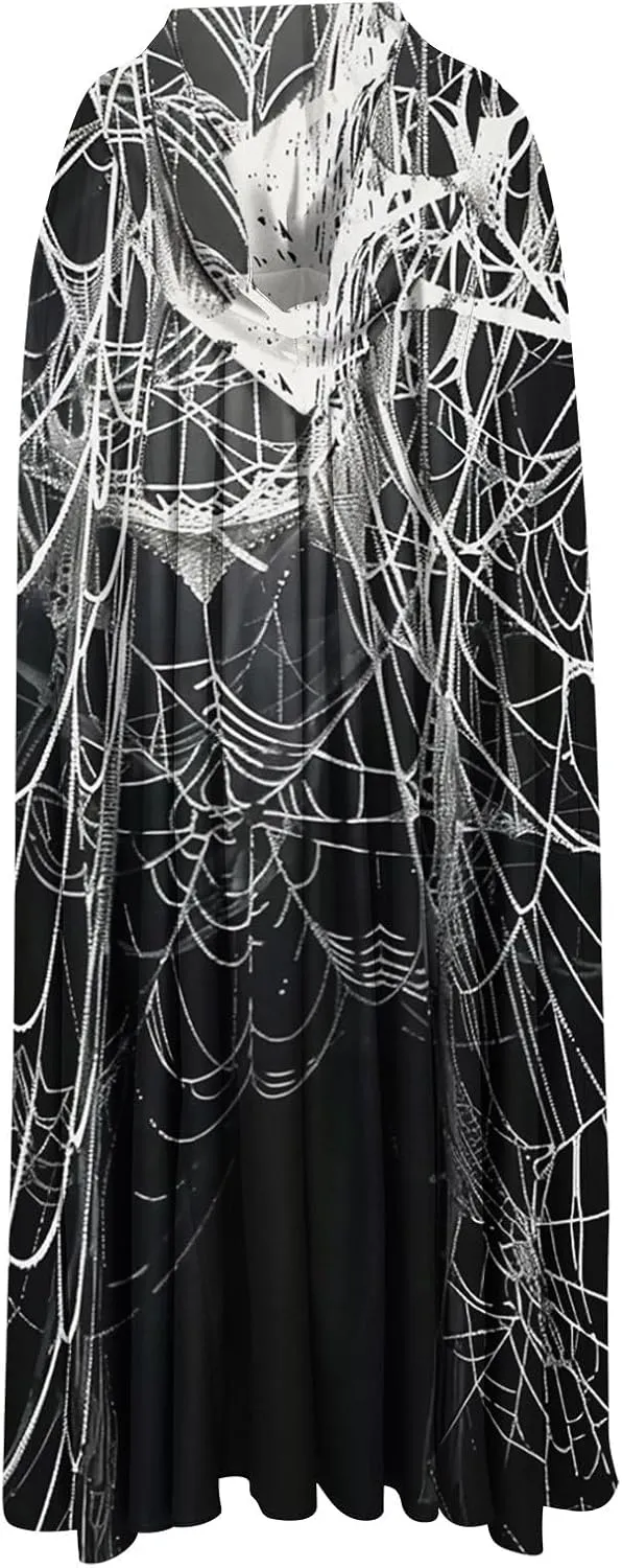 Women's Trench Coat Gothic Black Cloak Autumn and Winter Hoodies Robe Hooded Cape Poncho Full Long Cloak Coat