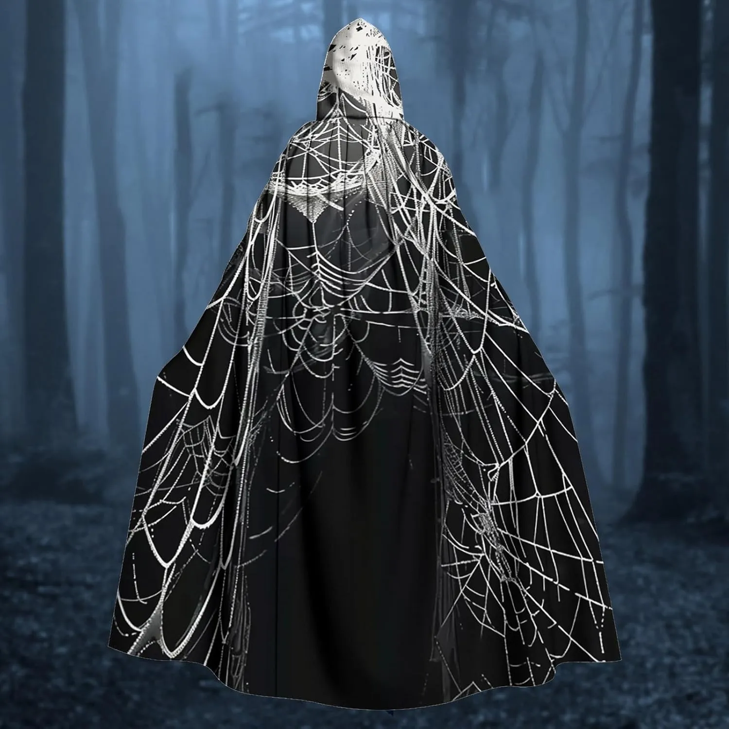 Women's Trench Coat Gothic Black Cloak Autumn and Winter Hoodies Robe Hooded Cape Poncho Full Long Cloak Coat