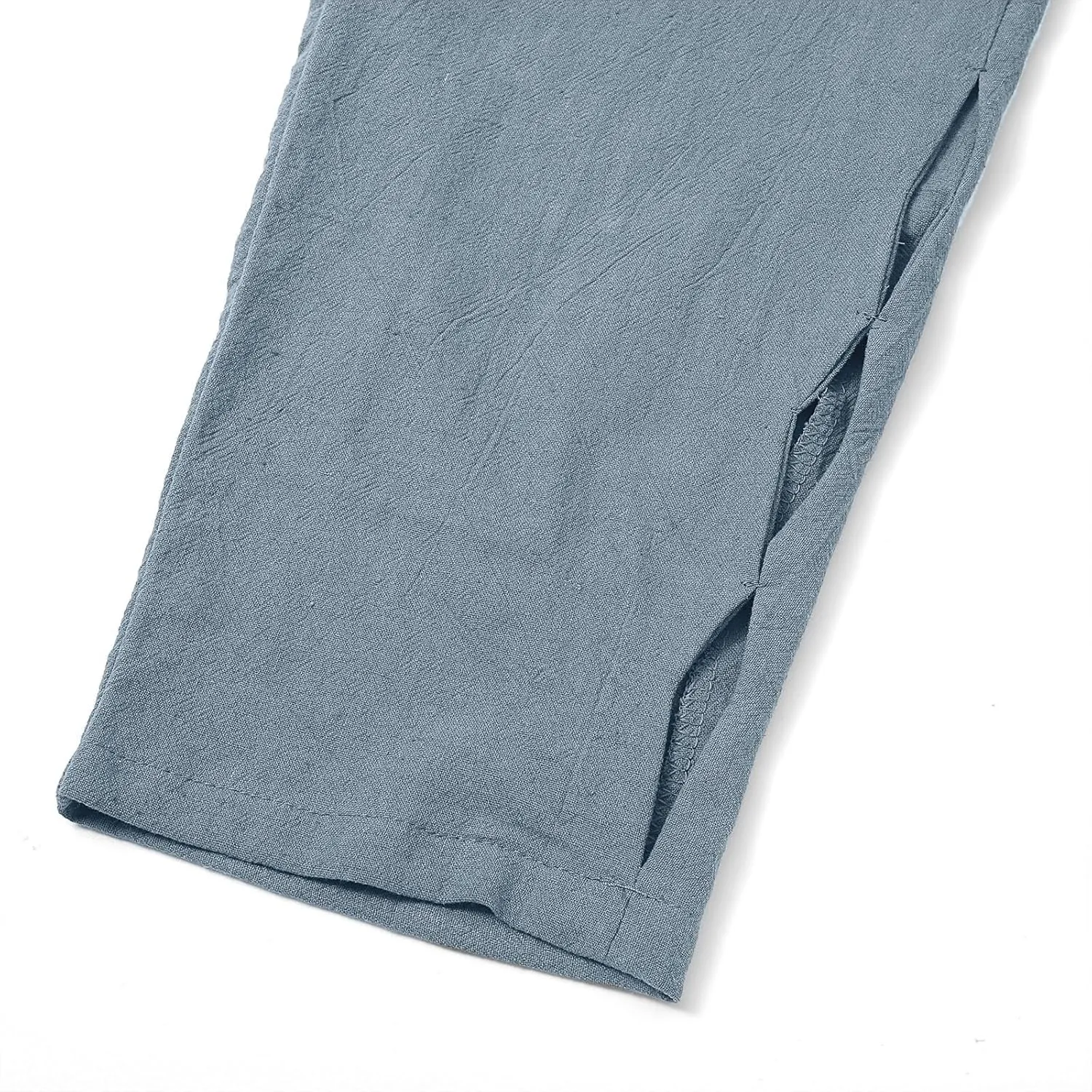 Women's Trendy Linen Pants Summer Casual Loose Elastic Waist Lounge Pants Hollow Out Yoga Beach Trousers with Pockets