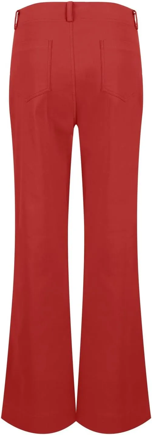 Womens Twill Wide Leg Pants Stretch Casual High Waisted Bootcut Chino Pants Baggy Flare Dress Pants with Pockets