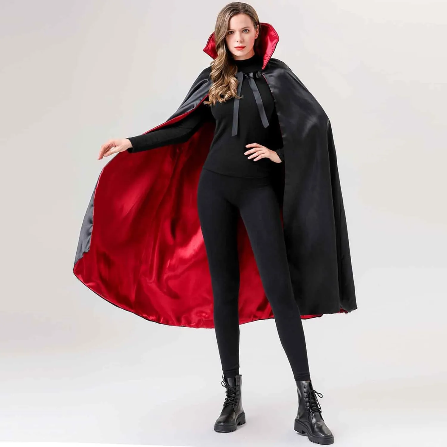 Womens Vampire Cape Red and Black Cape Adult Halloween Costumes for Women Mens Unisex Cloak Accessories