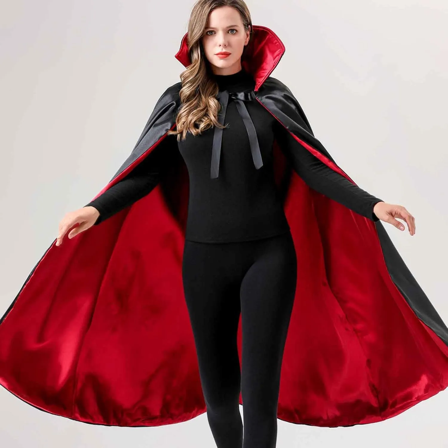 Womens Vampire Cape Red and Black Cape Adult Halloween Costumes for Women Mens Unisex Cloak Accessories