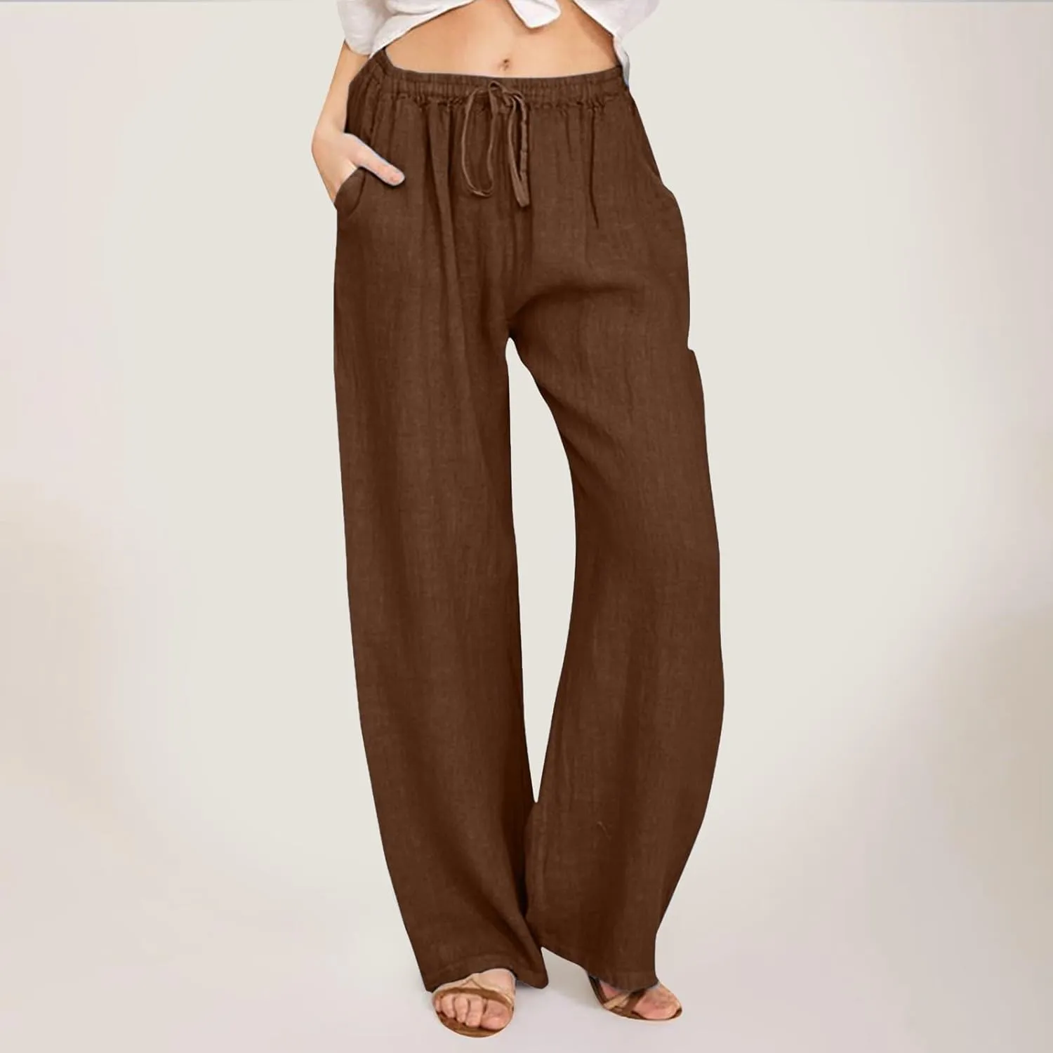Womens Wide Leg Harem Pants Winter Tight Travel Jeans with Pockets Flare Leggings Elastic Waist