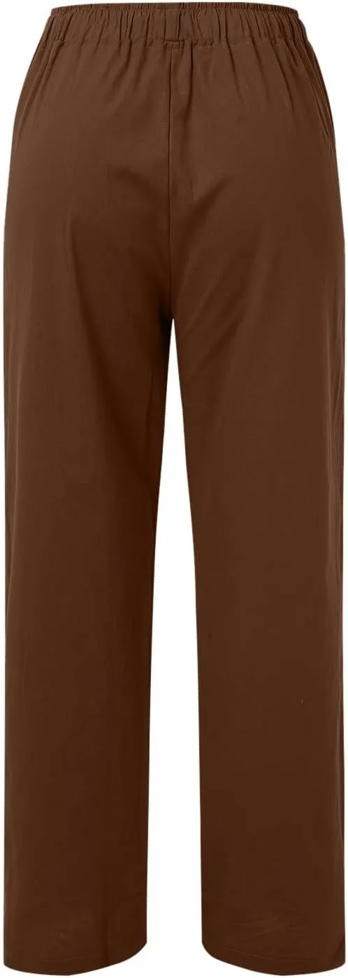 Womens Wide Leg Harem Pants Winter Tight Travel Jeans with Pockets Flare Leggings Elastic Waist