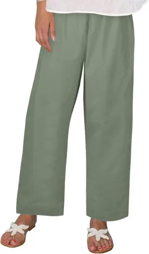 Women's Wide Leg Sweatpants Winter Rayon Sports Pants with Pockets Straight Leg Elastic Waist