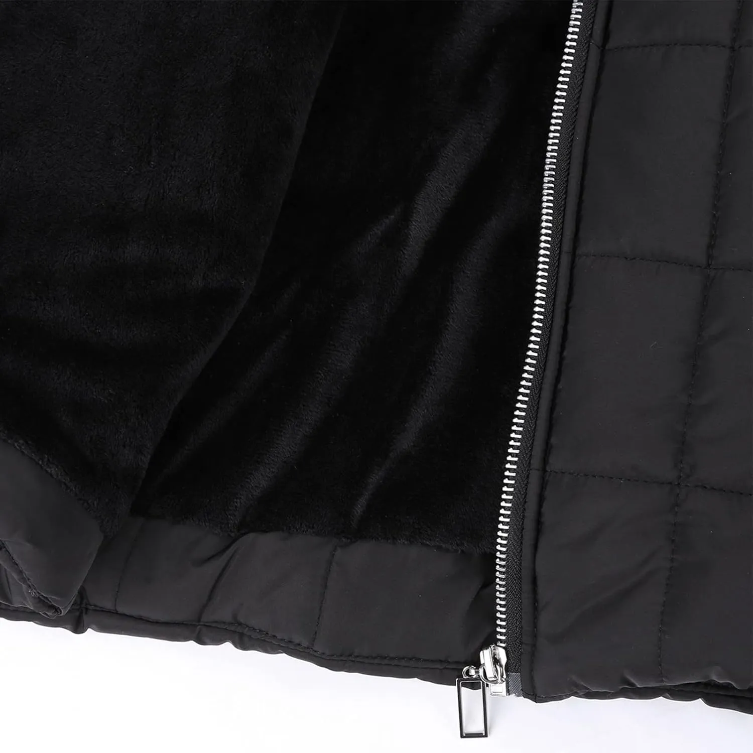 Women's Winter Down Coat Quilted Puffer Thicken Fleece Lined Parka Jackets Full Zip Warm Outerwear with Hood