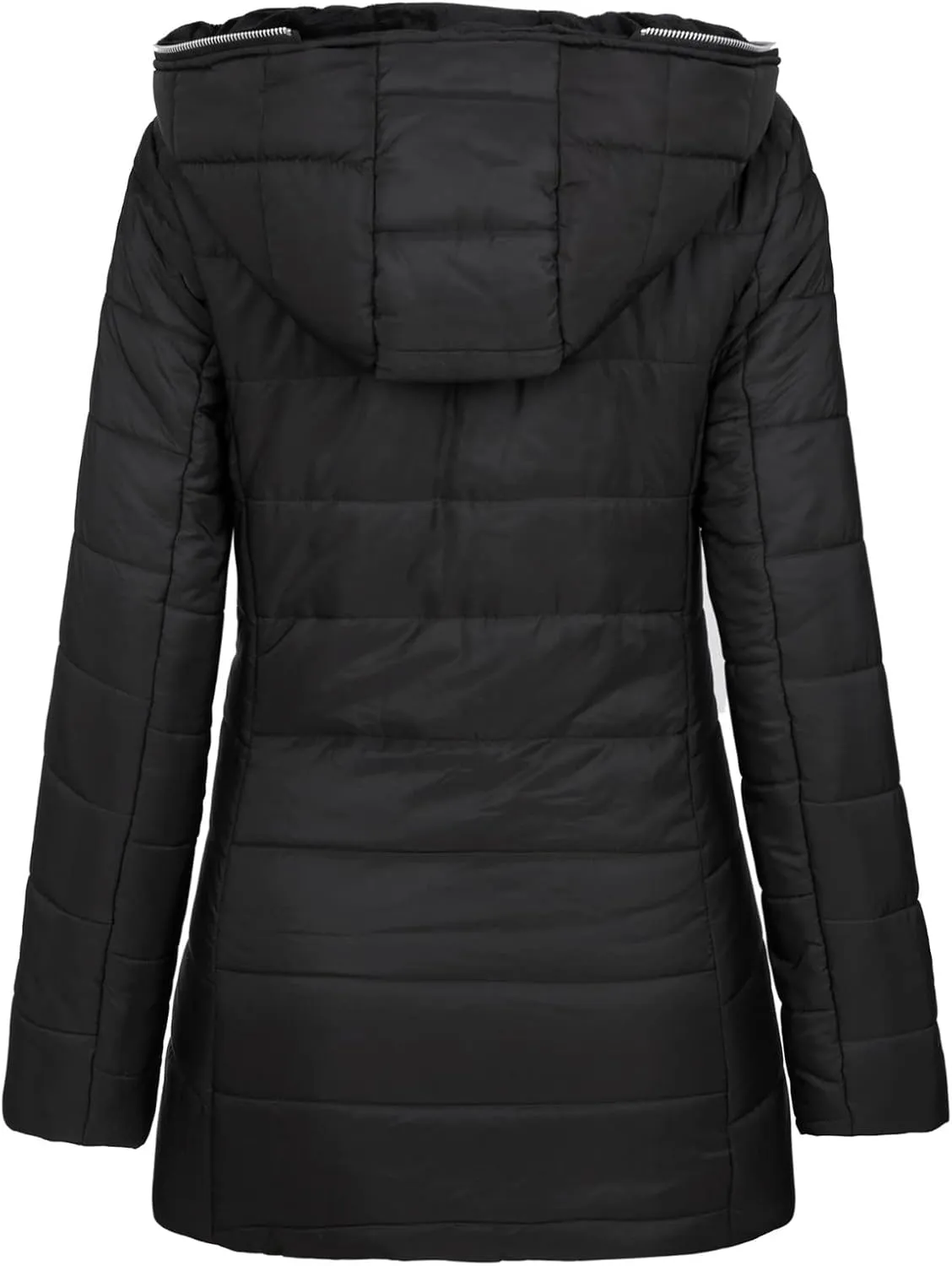 Women's Winter Down Coat Quilted Puffer Thicken Fleece Lined Parka Jackets Full Zip Warm Outerwear with Hood