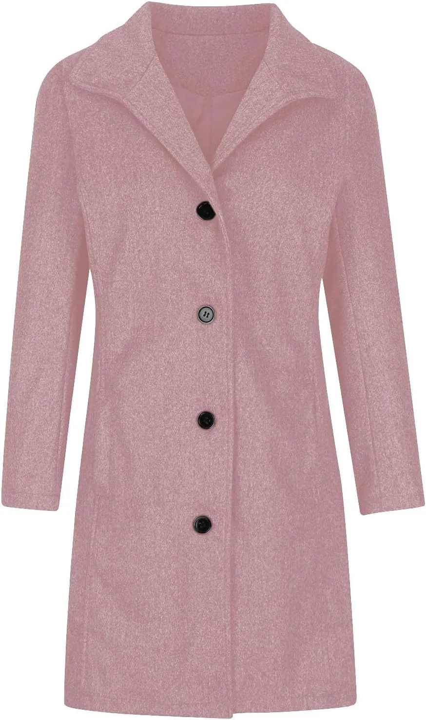 Women's Wool Pea Coat Mid Length Button Down Cardigan Fashion Overcoat Winter Casual Warm Fleece Trench Coat