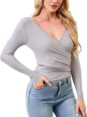 Womens Wool Tie Front Tops Crop Top Solid Long Sleeve Solid V-Neck Lightweight Crochet Cardigan Crop
