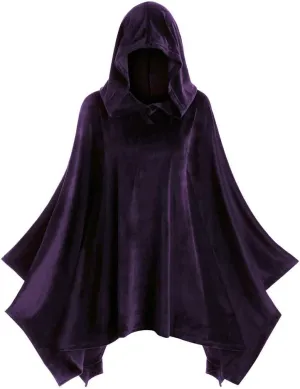 XIAXOGOOL Velvet Hooded Cape Unisex Halloween Long Cape Cloak For Devil Witch Wizard Cosplay Halloween Christmas Cosplay