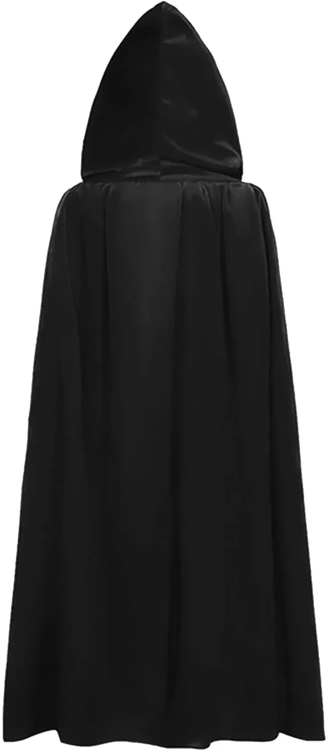 XIAXOGOOL Velvet Hooded Cape Unisex Halloween Long Cape Cloak For Devil Witch Wizard Cosplay Halloween Christmas Cosplay