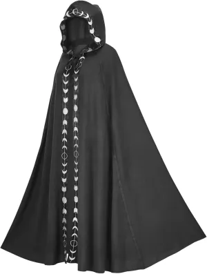 XIAXOGOOL Velvet Hooded Cape Unisex Halloween Long Cape Cloak For Devil Witch Wizard Cosplay Halloween Christmas Cosplay