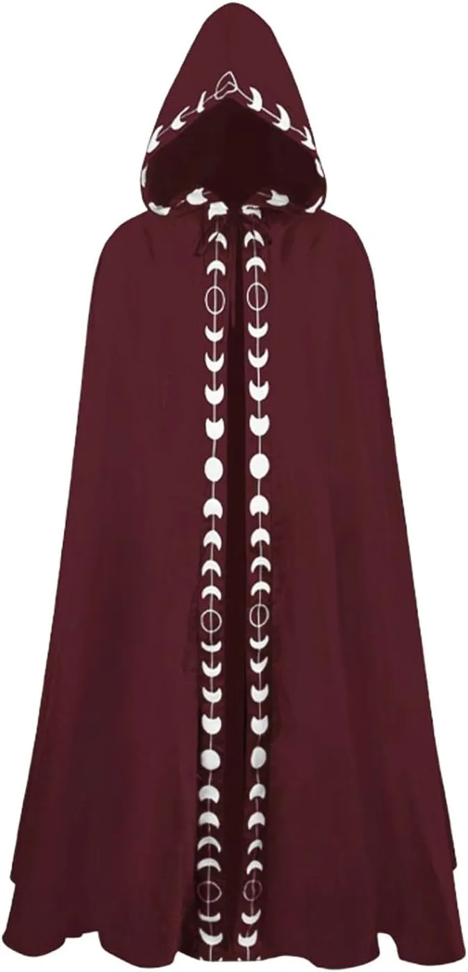 XIAXOGOOL Velvet Hooded Cape Unisex Halloween Long Cape Cloak For Devil Witch Wizard Cosplay Halloween Christmas Cosplay