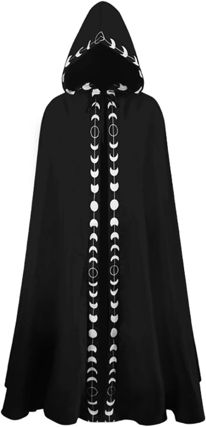 XIAXOGOOL Velvet Hooded Cape Unisex Halloween Long Cape Cloak For Devil Witch Wizard Cosplay Halloween Christmas Cosplay
