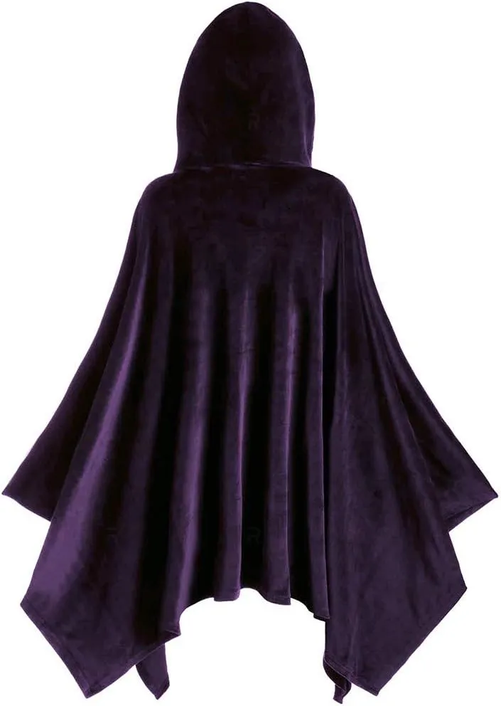 XIAXOGOOL Velvet Hooded Cape Unisex Halloween Long Cape Cloak For Devil Witch Wizard Cosplay Halloween Christmas Cosplay