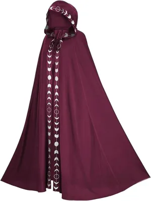 XIAXOGOOL Velvet Hooded Cape Unisex Halloween Long Cape Cloak For Devil Witch Wizard Cosplay Halloween Christmas Cosplay