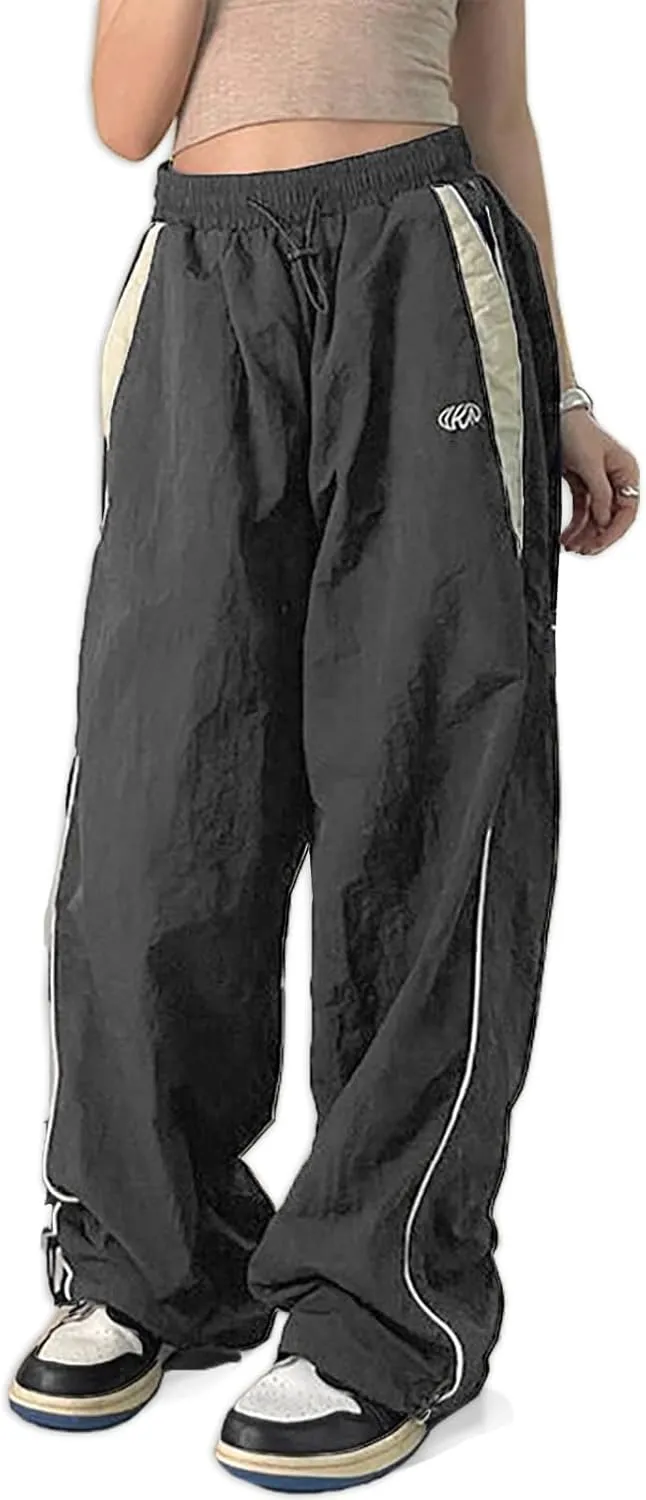 Xineicy Y2K Baggy Pants for Women Vintage Sweatpants Wide Leg Parachute Pants Hip Pop Cargo Pants