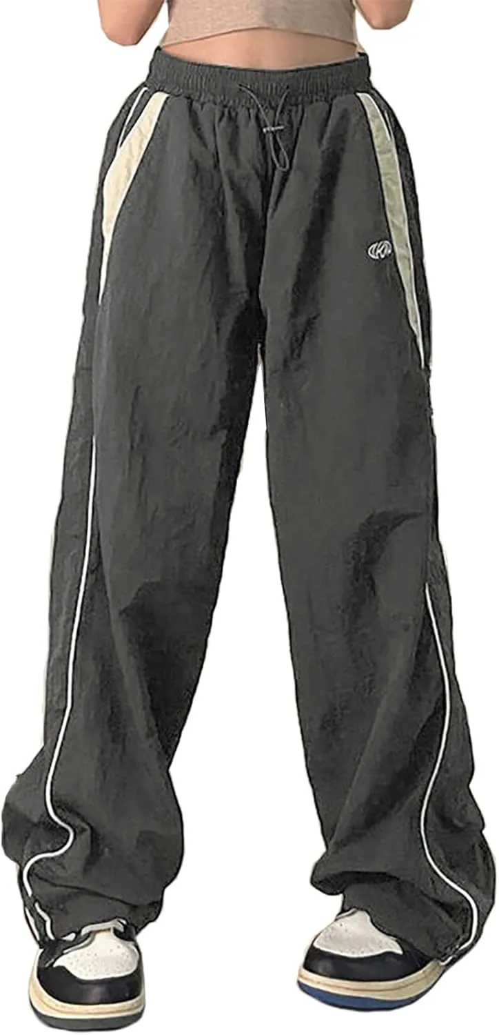 Xineicy Y2K Baggy Pants for Women Vintage Sweatpants Wide Leg Parachute Pants Hip Pop Cargo Pants