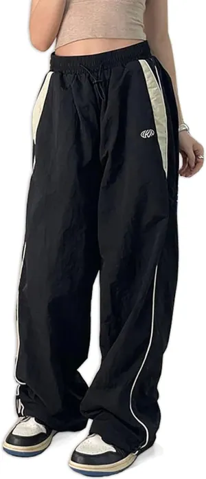 Xineicy Y2K Baggy Pants for Women Vintage Sweatpants Wide Leg Parachute Pants Hip Pop Cargo Pants