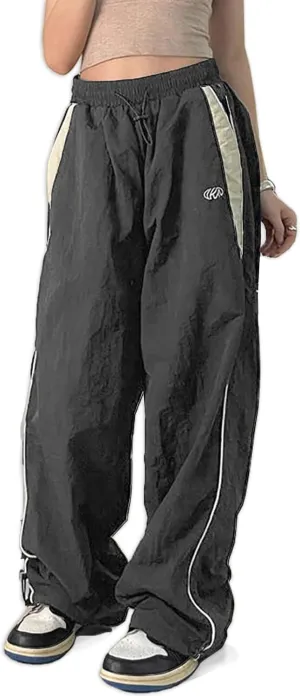 Xineicy Y2K Baggy Pants for Women Vintage Sweatpants Wide Leg Parachute Pants Hip Pop Cargo Pants
