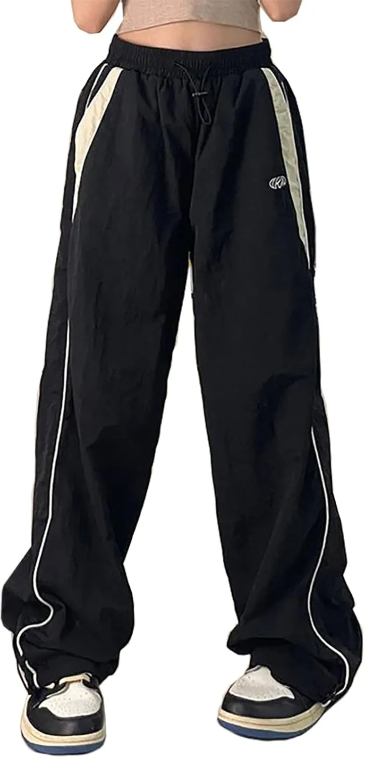 Xineicy Y2K Baggy Pants for Women Vintage Sweatpants Wide Leg Parachute Pants Hip Pop Cargo Pants