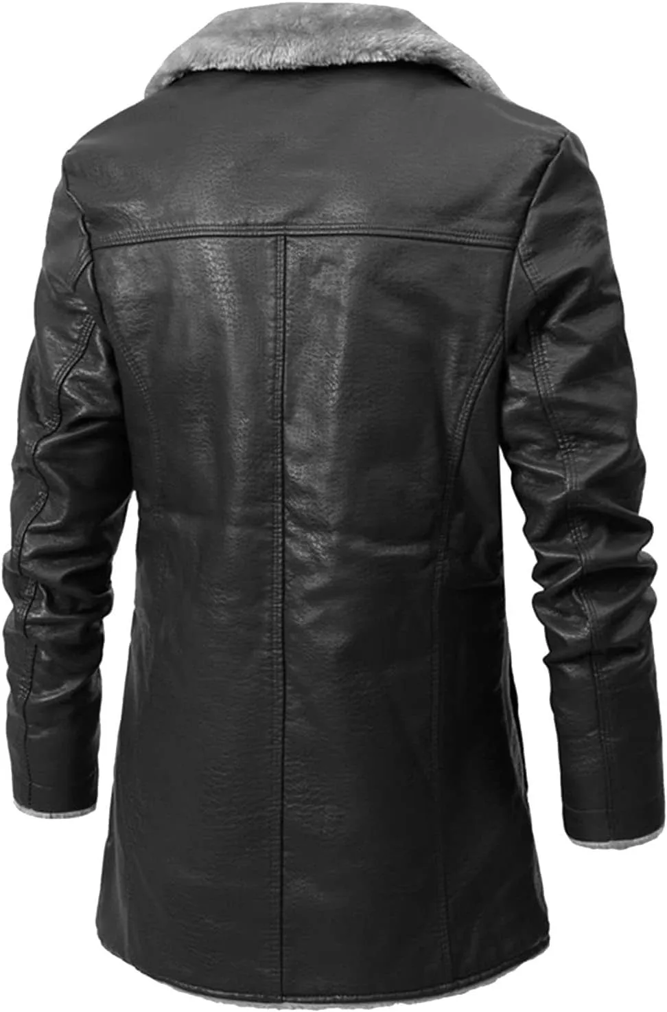Ymosrh Men's Leather Coats Faux Sherpa Lined Bomber Jacket Winter Warm Turn-Down Collar Coats Jacket, M-5XL