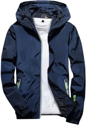 Ymosrh Men's Light Rain Jacket Lightweight Nylon Windbreaker Wind & Water Resistant Jacket, M-7XL