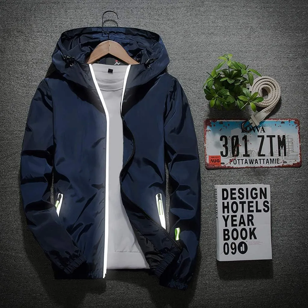 Ymosrh Men's Light Rain Jacket Lightweight Nylon Windbreaker Wind & Water Resistant Jacket, M-7XL