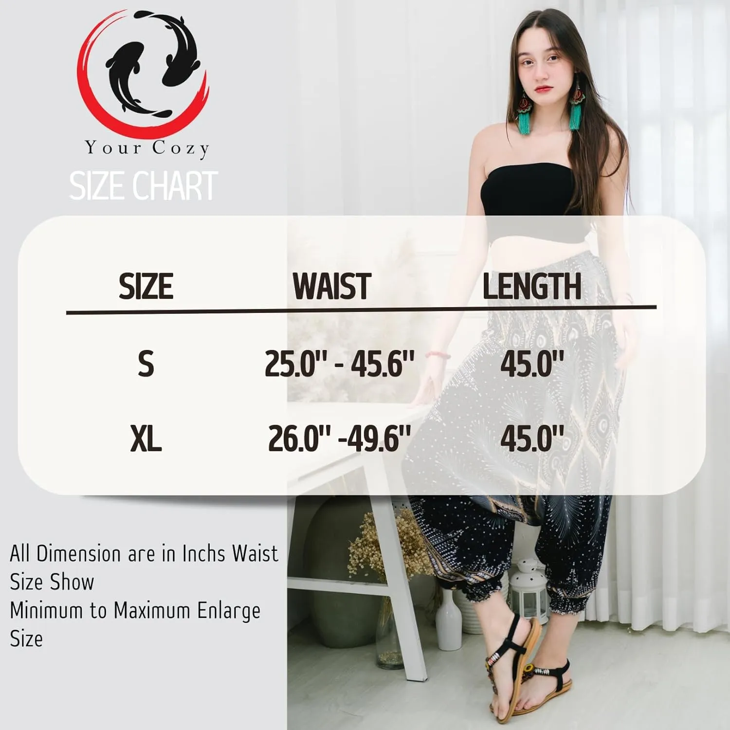 Your Cozy Harem Pants for Women Hippie Clothes Hammer Pants Jumpsuit Casual Loose Beach Sweatpants Baggy Boho Yoga Trousers