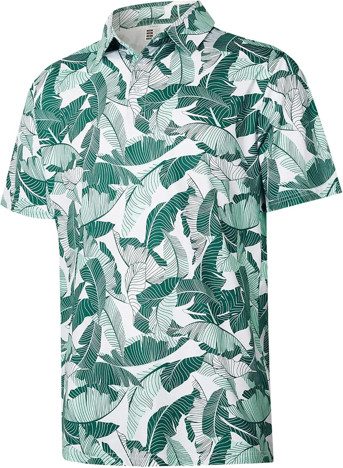 zeetoo Mens Golf Polo Shirt Hawaiian Polo Shirts for Men Moisture Wicking Dry Fit Soft Breathable Short Sleeve 4-Way Stretch