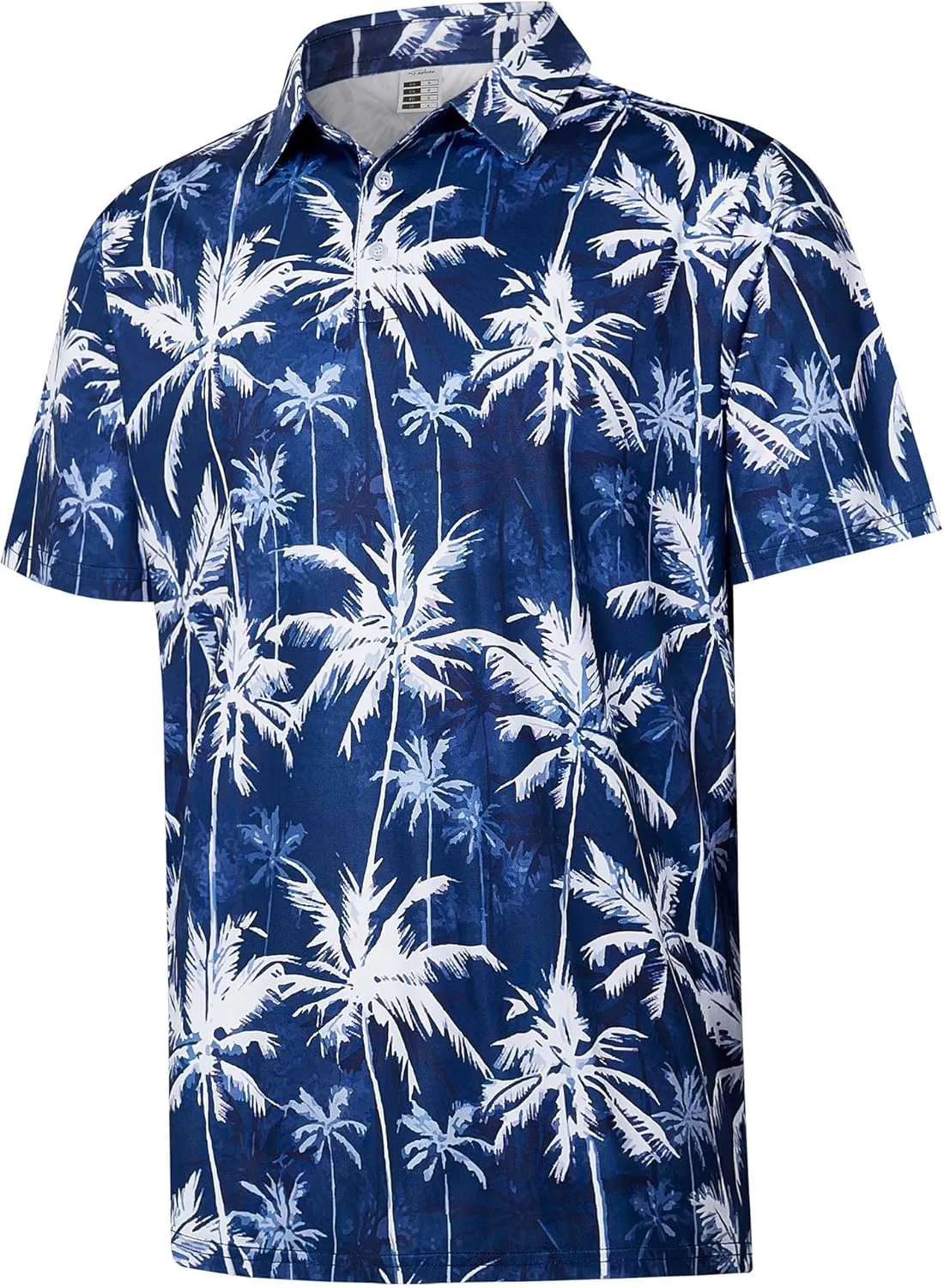 zeetoo Mens Golf Polo Shirt Hawaiian Polo Shirts for Men Moisture Wicking Dry Fit Soft Breathable Short Sleeve 4-Way Stretch