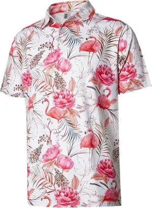 zeetoo Mens Golf Polo Shirt Hawaiian Polo Shirts for Men Moisture Wicking Dry Fit Soft Breathable Short Sleeve 4-Way Stretch