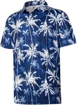 zeetoo Mens Golf Polo Shirt Hawaiian Polo Shirts for Men Moisture Wicking Dry Fit Soft Breathable Short Sleeve 4-Way Stretch