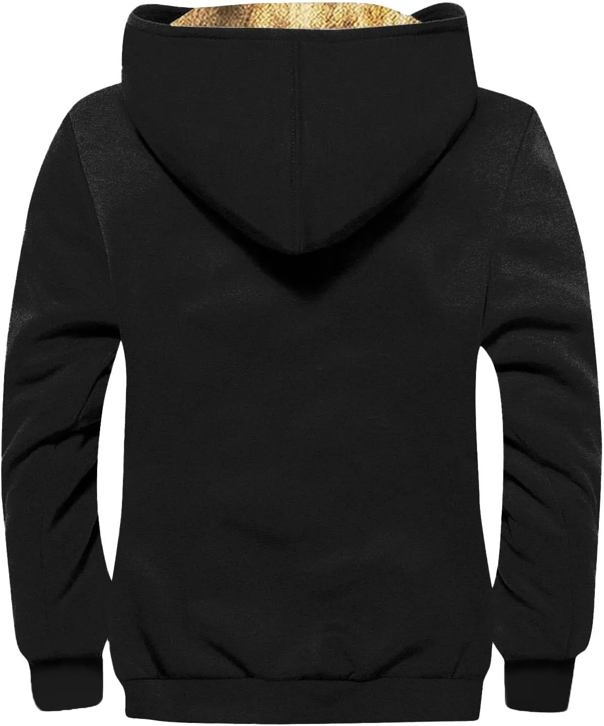 ZEFOTIM Mens Sherpa Lined Jacket Solid Color Zip Up Jacket Casual Winter Coats with Hood Warm Big and Tall Hoodies for Men