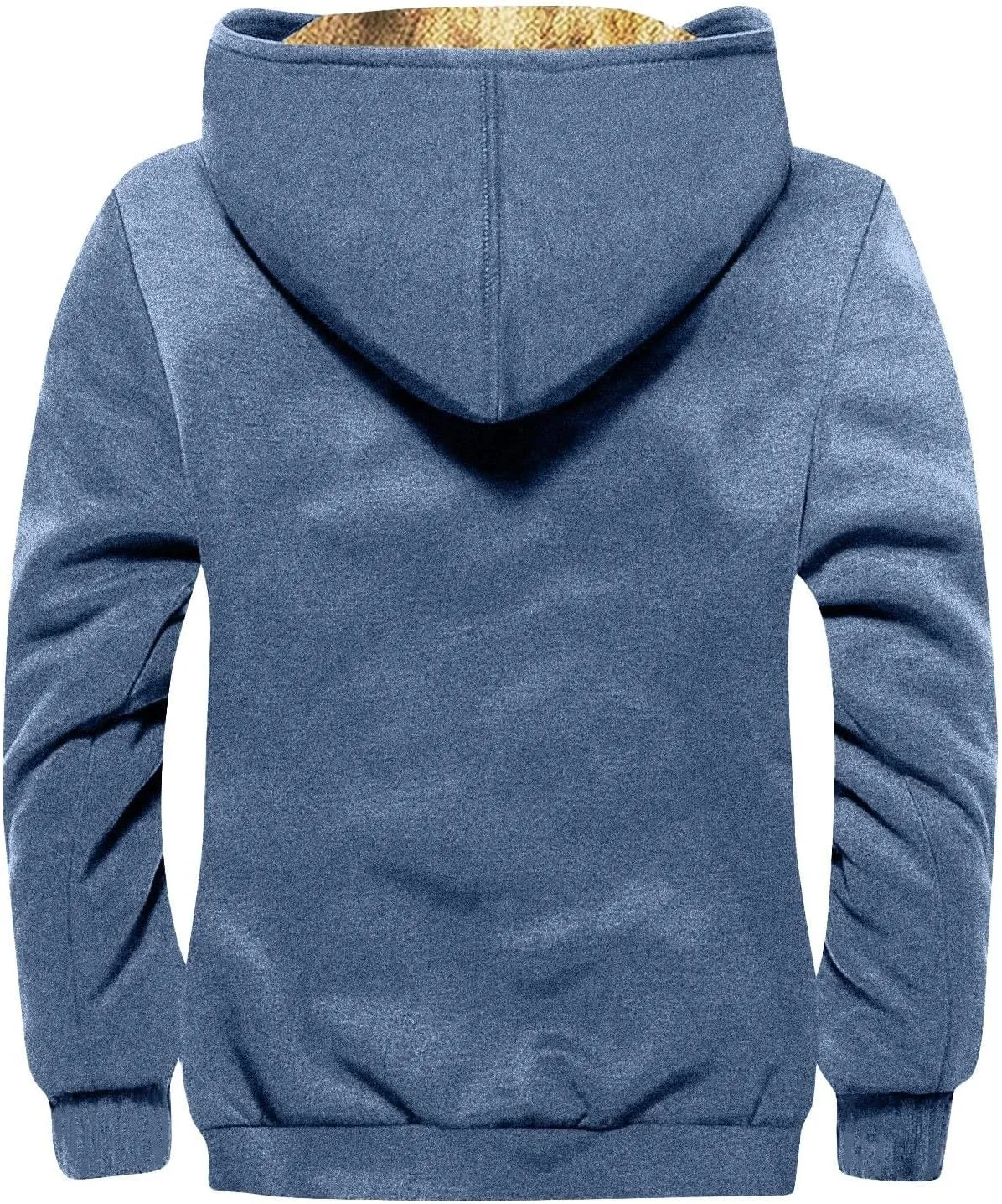 ZEFOTIM Mens Sherpa Lined Jacket Solid Color Zip Up Jacket Casual Winter Coats with Hood Warm Big and Tall Hoodies for Men