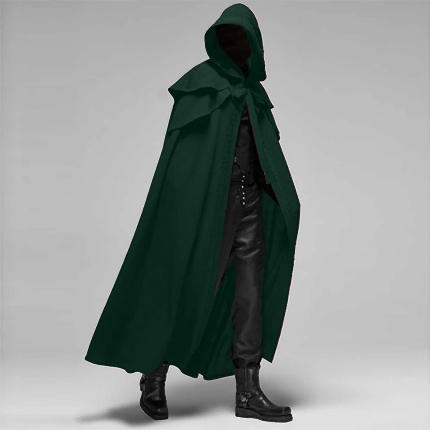 Zeiyignr Men Hooded Robe Cloak Knight Fancy Cool Cosplay Costume Halloween Vintage Gothic Hooded Robes Sorcerer Cloak Cape