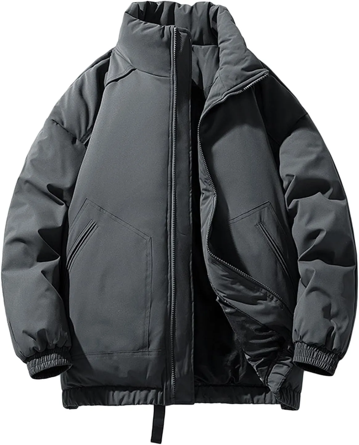 Zeiyignr Men's Hiking Puffer Down Jacket Full Zip Jacket Snow Ski Jackets Winter Lightweight Windproof Insulated Warm Coat