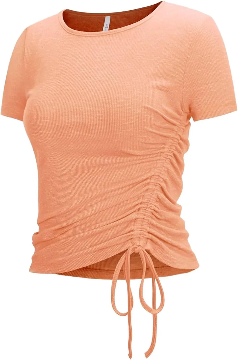 Zengjo Womens Long/Short Sleeve Workout Tops Ruched Side Yoga Atheltic Shirt Slim Fitted
